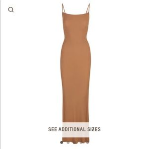 Skims Soft Lounge Long Slip Dress in Camel